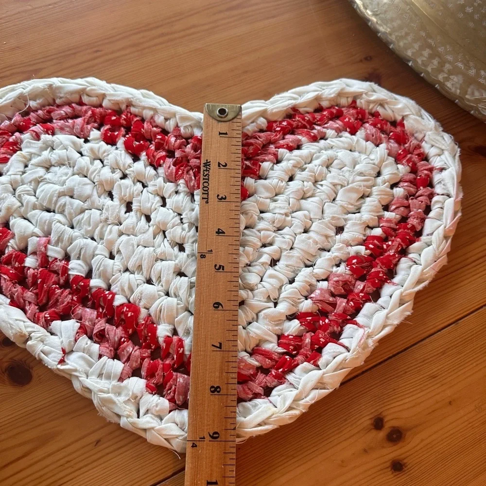 Set of two handmade rag hearts.
